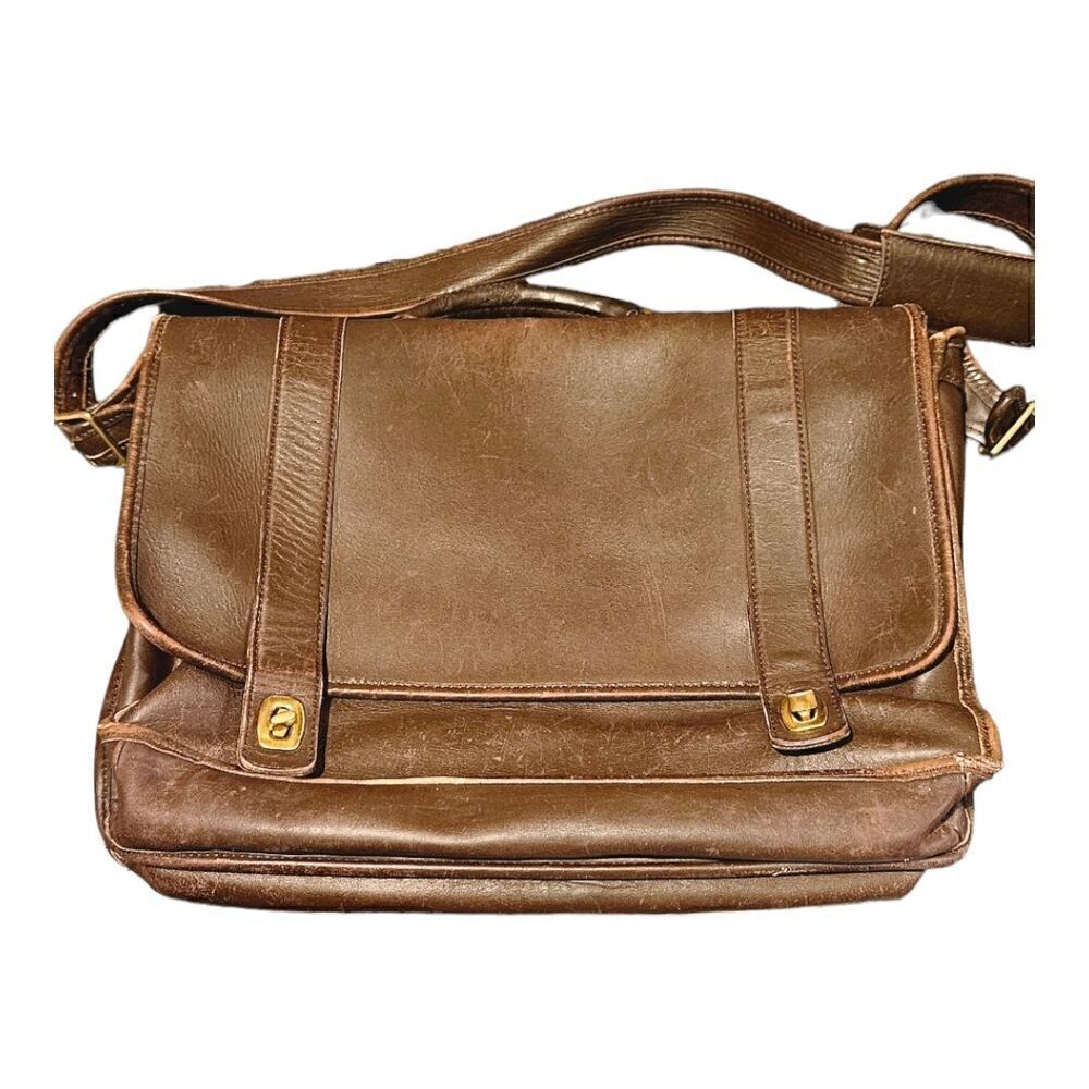 Coach Unisex Brown Leather Adjustable Shoulder Strap Flap Closure Messenger Bag - Picture 4 of 14